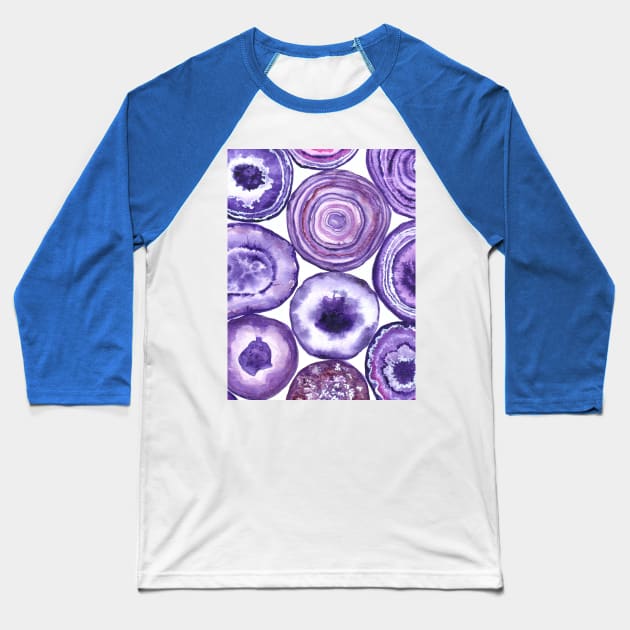 Purple agate pattern Baseball T-Shirt by katerinamk